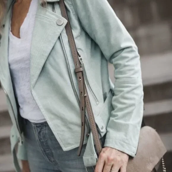 🆕BLANKNYC Suede Moto Jacket Basil (Mint) Medium - Picture 1 of 11